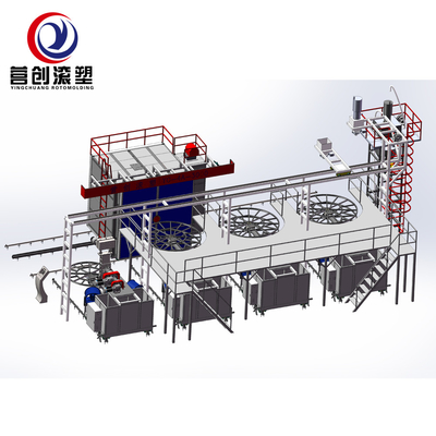 주문 다중-팔은 PE PP HDPE ＬＤＰＥ 선상저밀도폴리에틸렌 프라스틱 제품을 위한 로토몰딩 기계를 왕복이송시킵니다 online manufacture